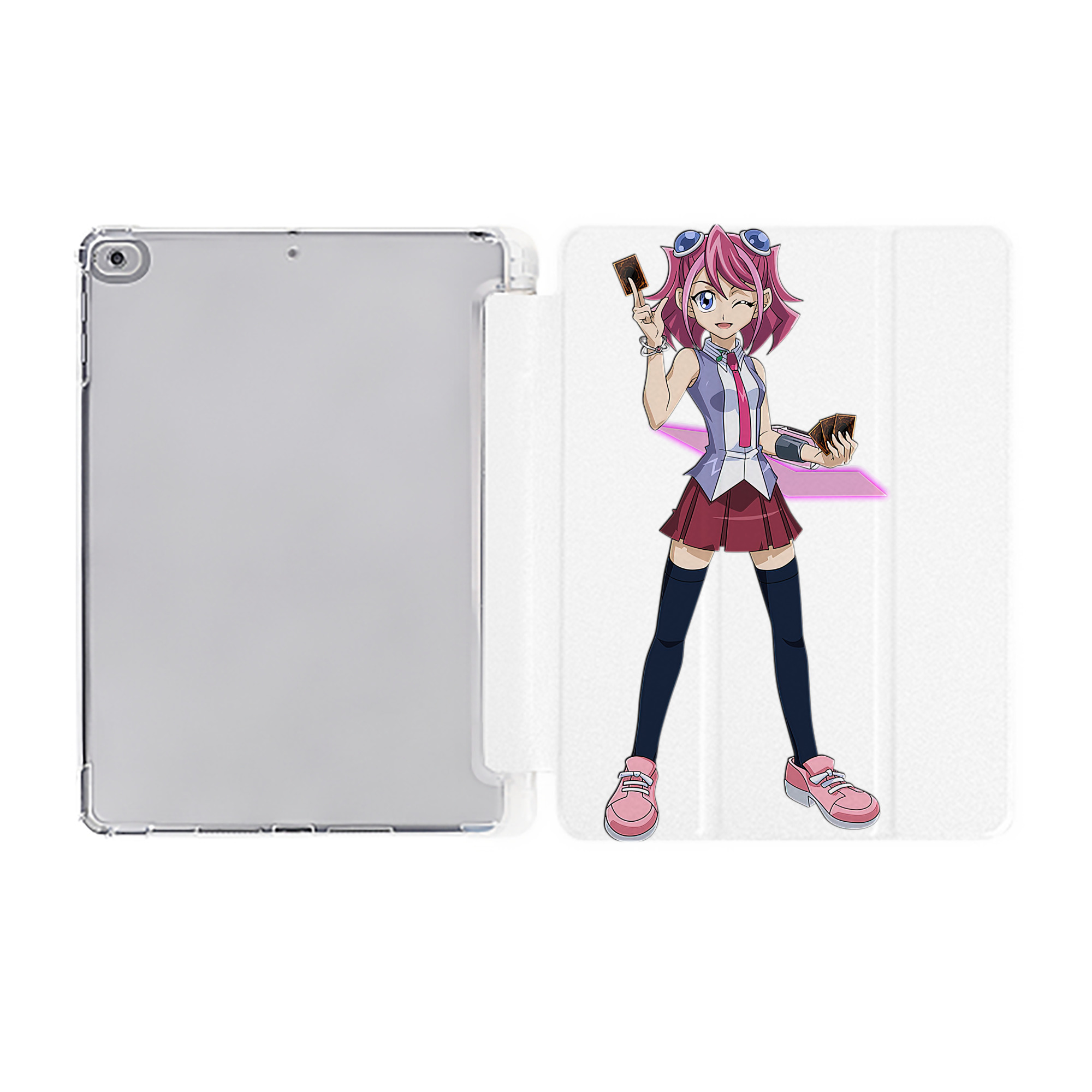 （画像用） 遊☆戯☆王 Yu-Gi-Oh! IPad ケース ペン収納付き 三つ折りスタンド PUレザー×シリコン 対応機種9.5/10.5/10.9インチ